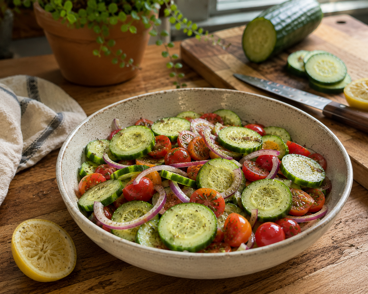 Cucumber & Tomato Salad with Lemon Vinaigrette – Rocky Mountain Olive Oil