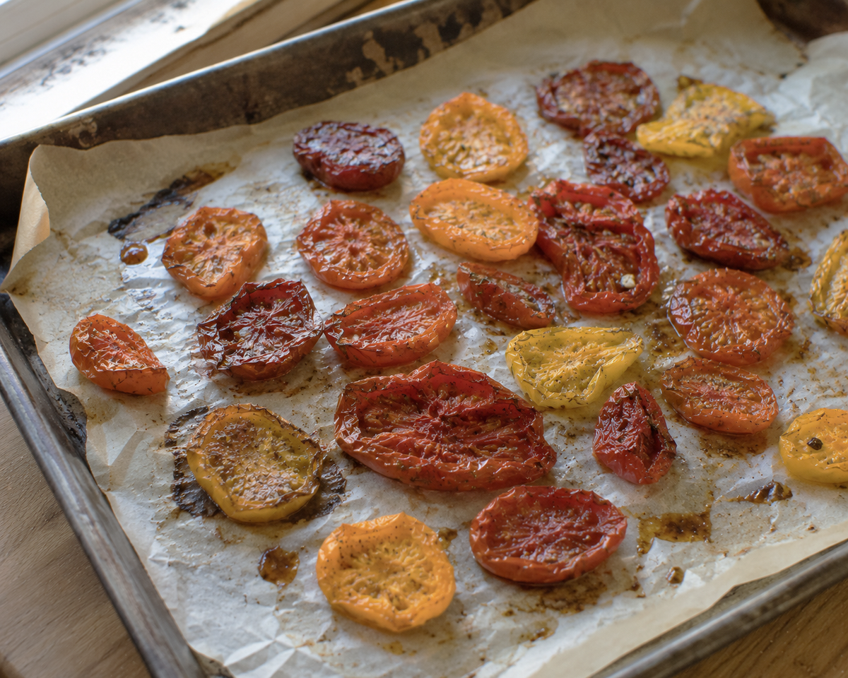 Oven Dried Heirloom Tomatoes with Basil Infused Olive Oil – Rocky Mountain Olive Oil