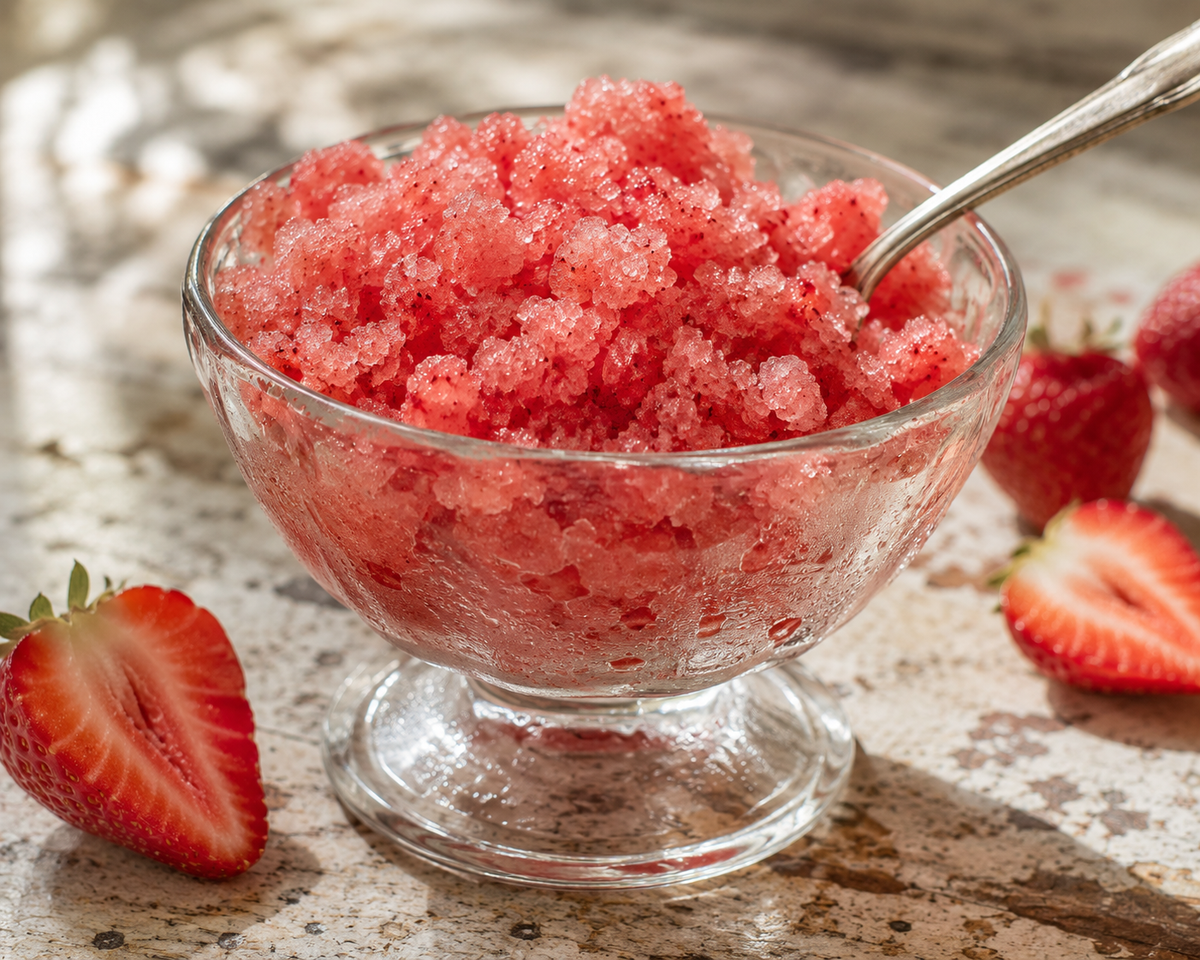 Strawberry Granita with Strawberry Dark Balsamic Vinegar – Rocky Mountain Olive Oil
