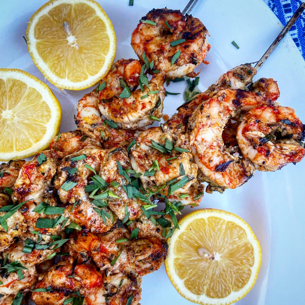 Tarragon Balsamic Grilled Shrimp Skewers