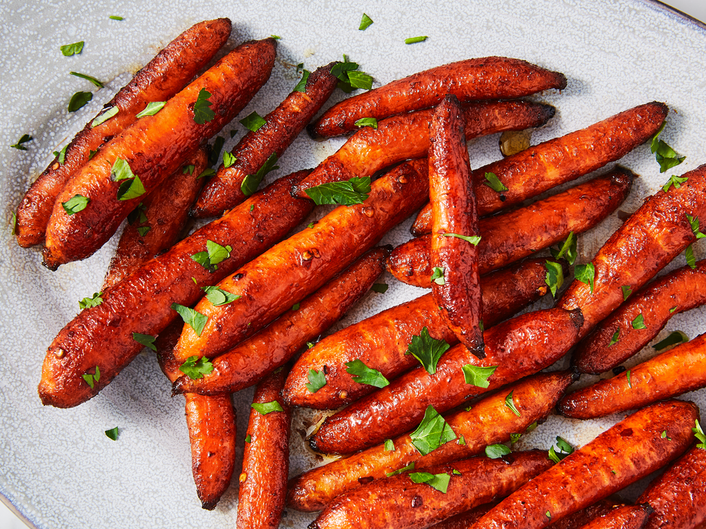 Balsamic Roasted Carrots with Harissa Ketchup