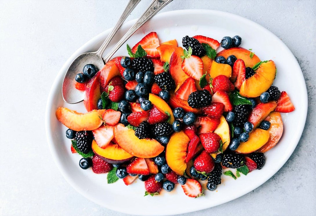 Summertime Fruit Salad with Cascade Raspberry-Rose Dressing – Rocky Mountain Olive Oil