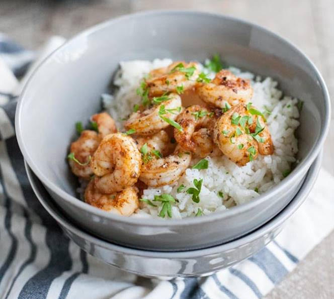Pineapple Harissa Grilled Shrimp with Coconut Lime Rice