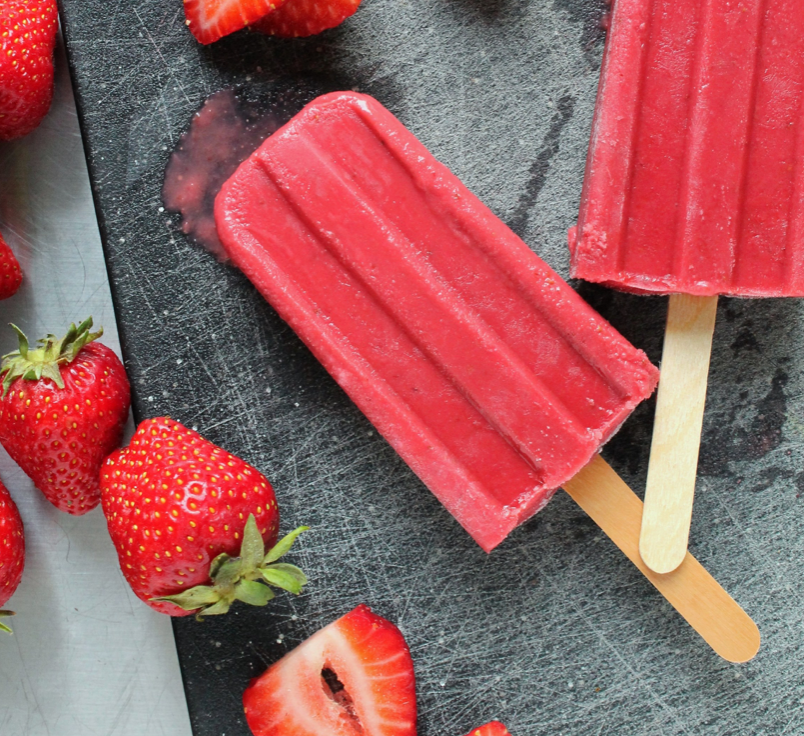 Strawberry Coconut Lime Popsicles