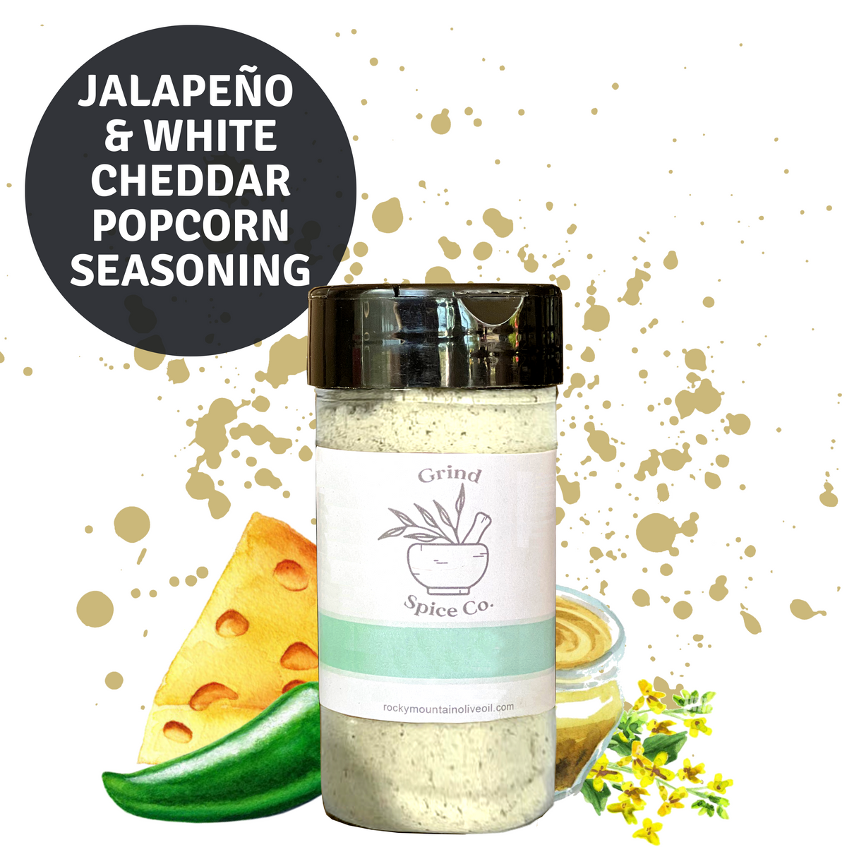Jalapeno & White Cheddar Popcorn Seasoning Rocky Mountain Olive Oil