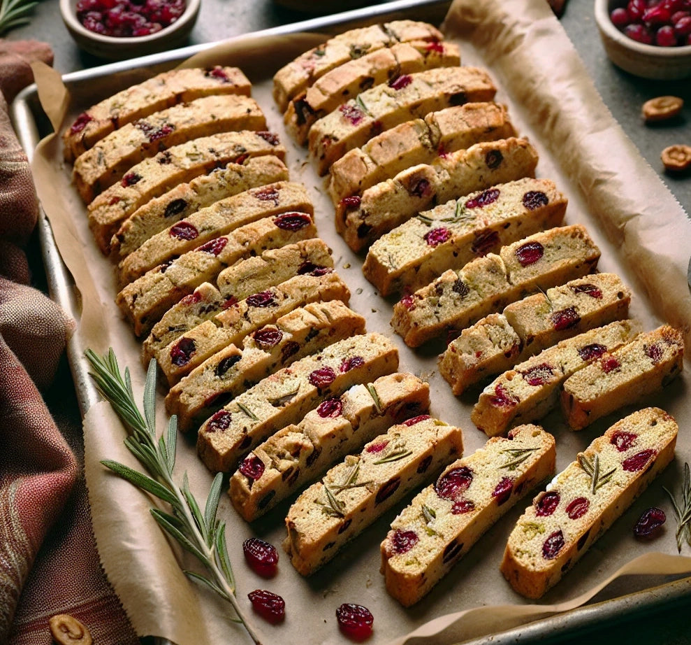 Cranberry Pear Balsamic & Sage Olive Oil Biscotti