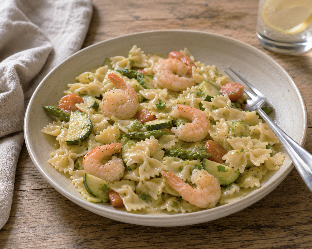 Elderflower & Lemon Grilled Shrimp and Veggie Pasta – Rocky