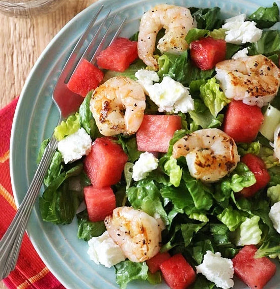 Grilled Shrimp & Watermelon Salad
