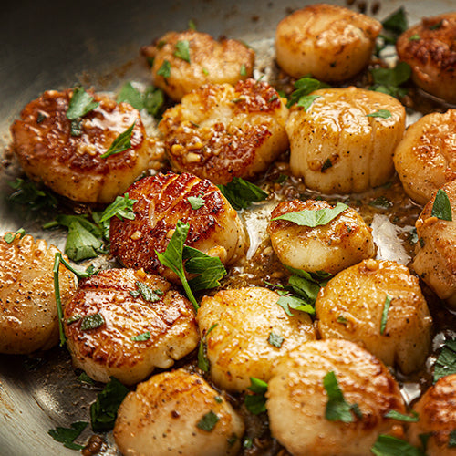 Olive Wood Pan Seared Scallops