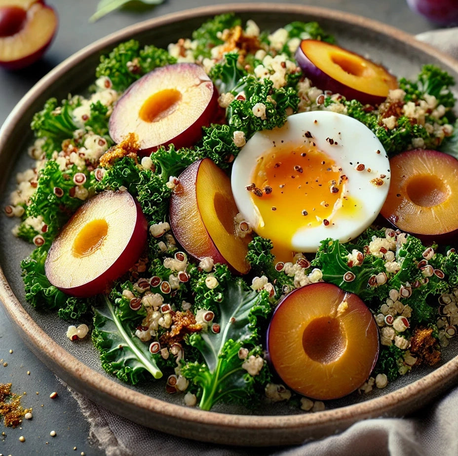 Kale Quinoa Salad with Plum & Egg