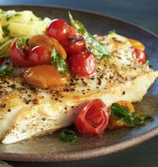 Pan Seared Halibut with Heirloom Tomato Salad