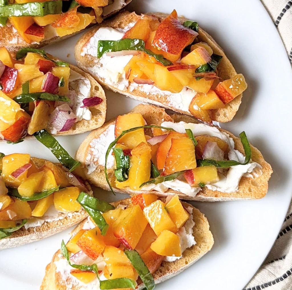 Peach Balsamic & Basil Bruschetta