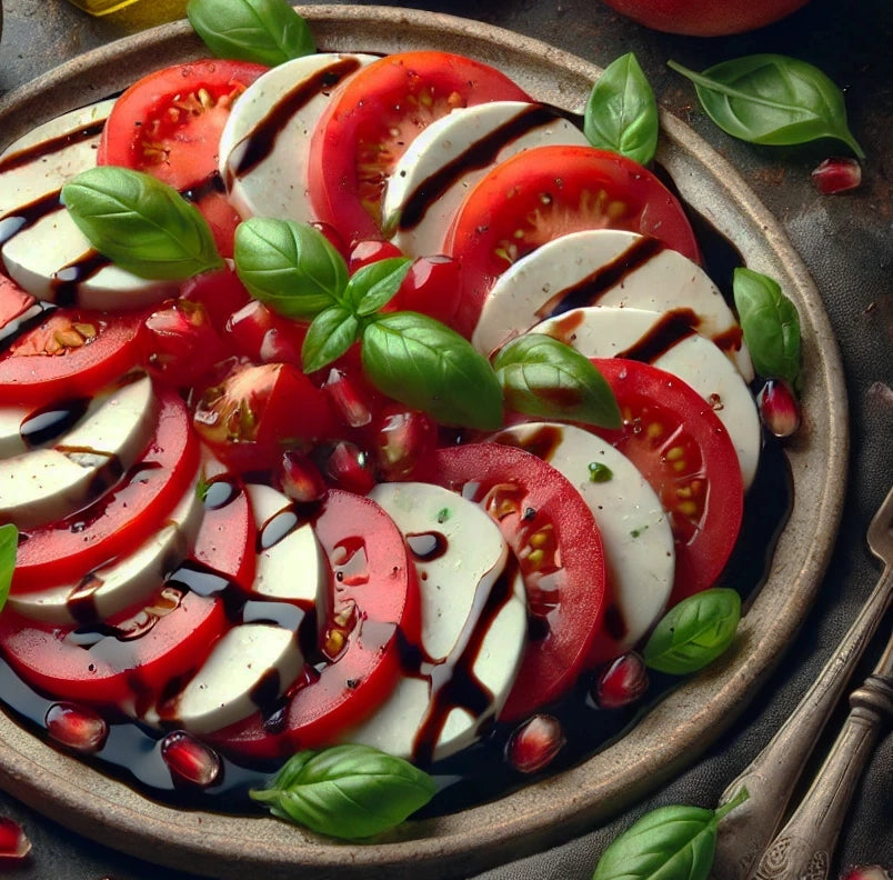 Pomegranate Balsamic & Basil Caprese Salad – Rocky Mountain Olive Oil