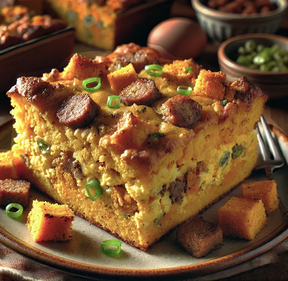 Pumpkin Bread & Sausage Breakfast Casserole