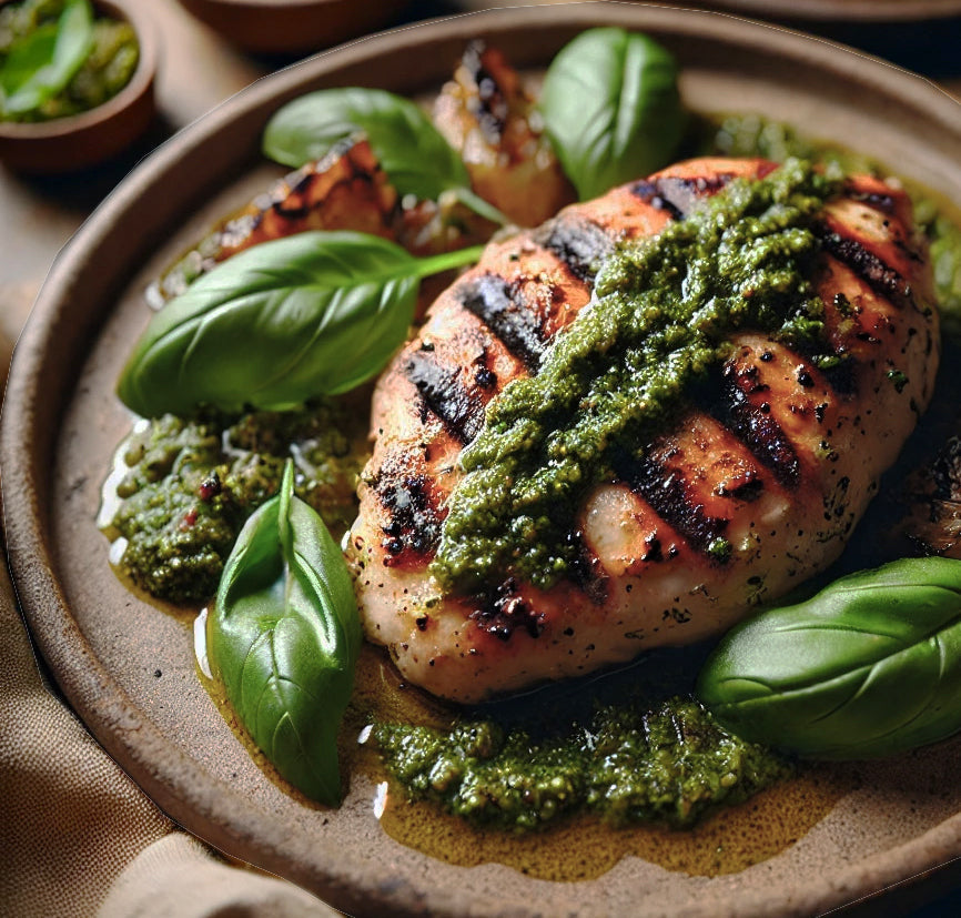 Strawberry Kiwi Balsamic & Basil Pesto Grilled Chicken – Rocky