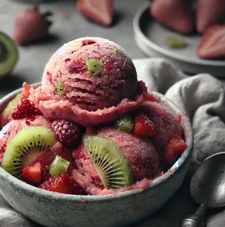 Strawberry Kiwi Rosé Balsamic Sorbet