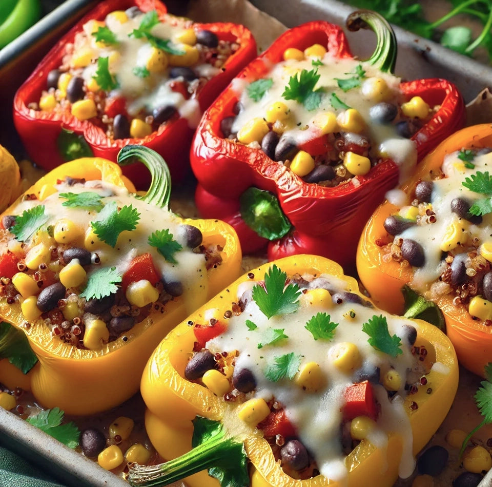 Thyme & Pomegranate Glazed Stuffed Bell Peppers