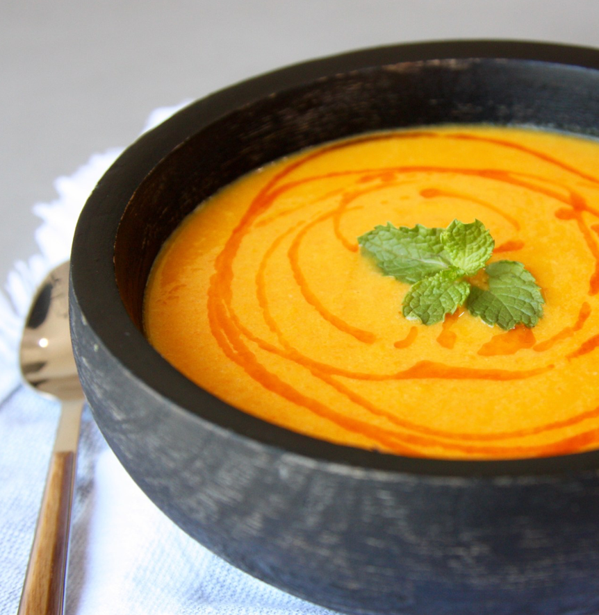 Roasted Carrot Green Chili Soup