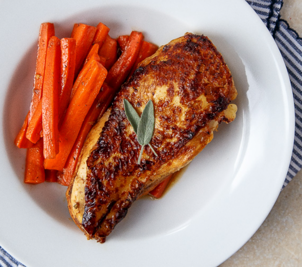 Cider Glazed Chicken with Roasted Carrots