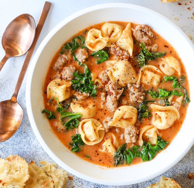 Tortellini Soup with Sausage and Kale